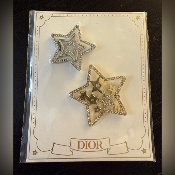 Dior Accessories - Dior 2025 Holiday Star Hair Barrettes in Gold and Silver